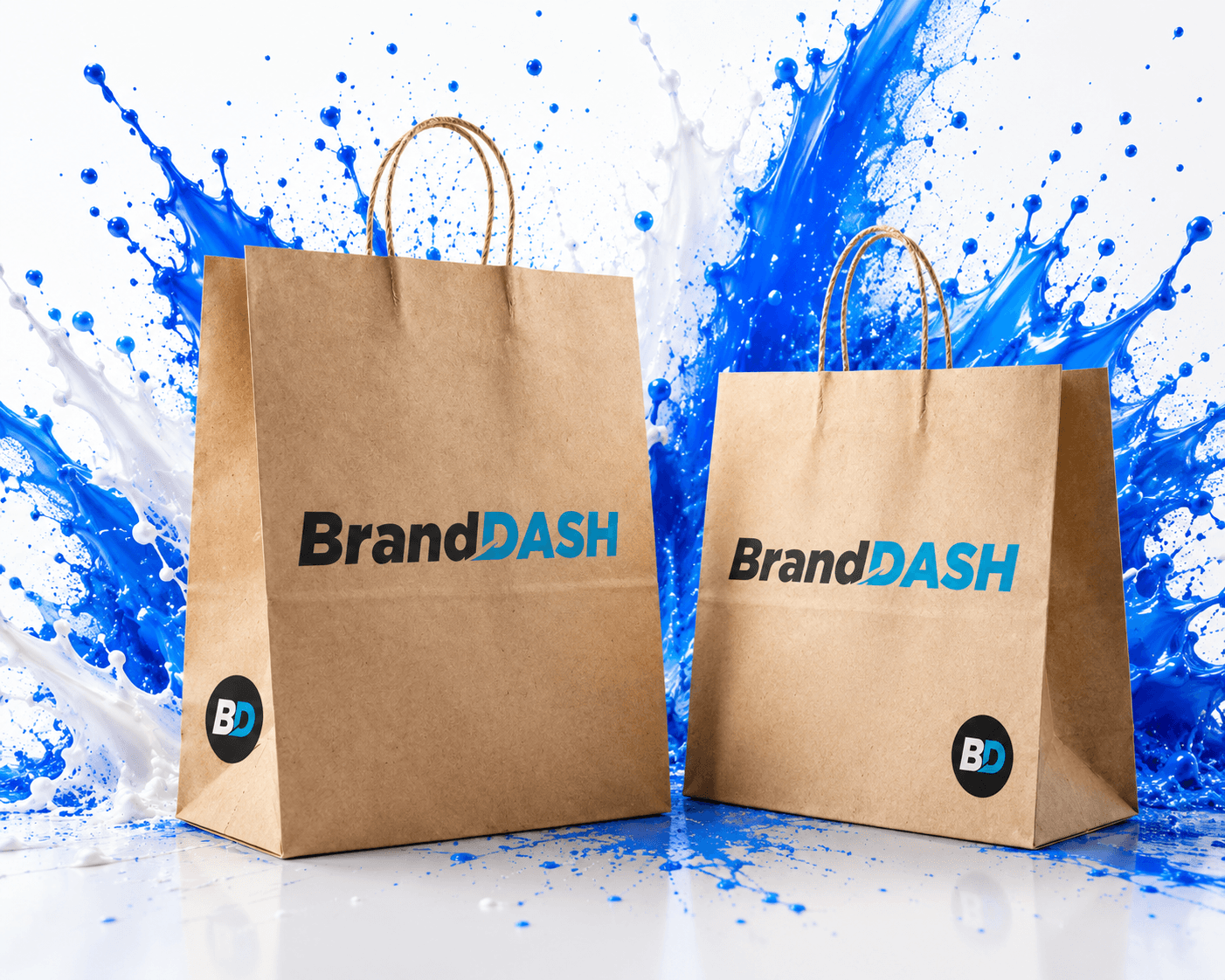 BrandDash branded paper bags with handles